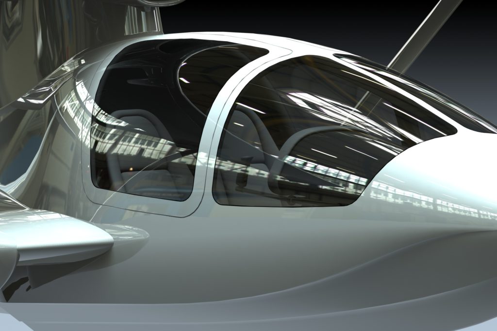 Sleek canopy opens with gull wing hatches